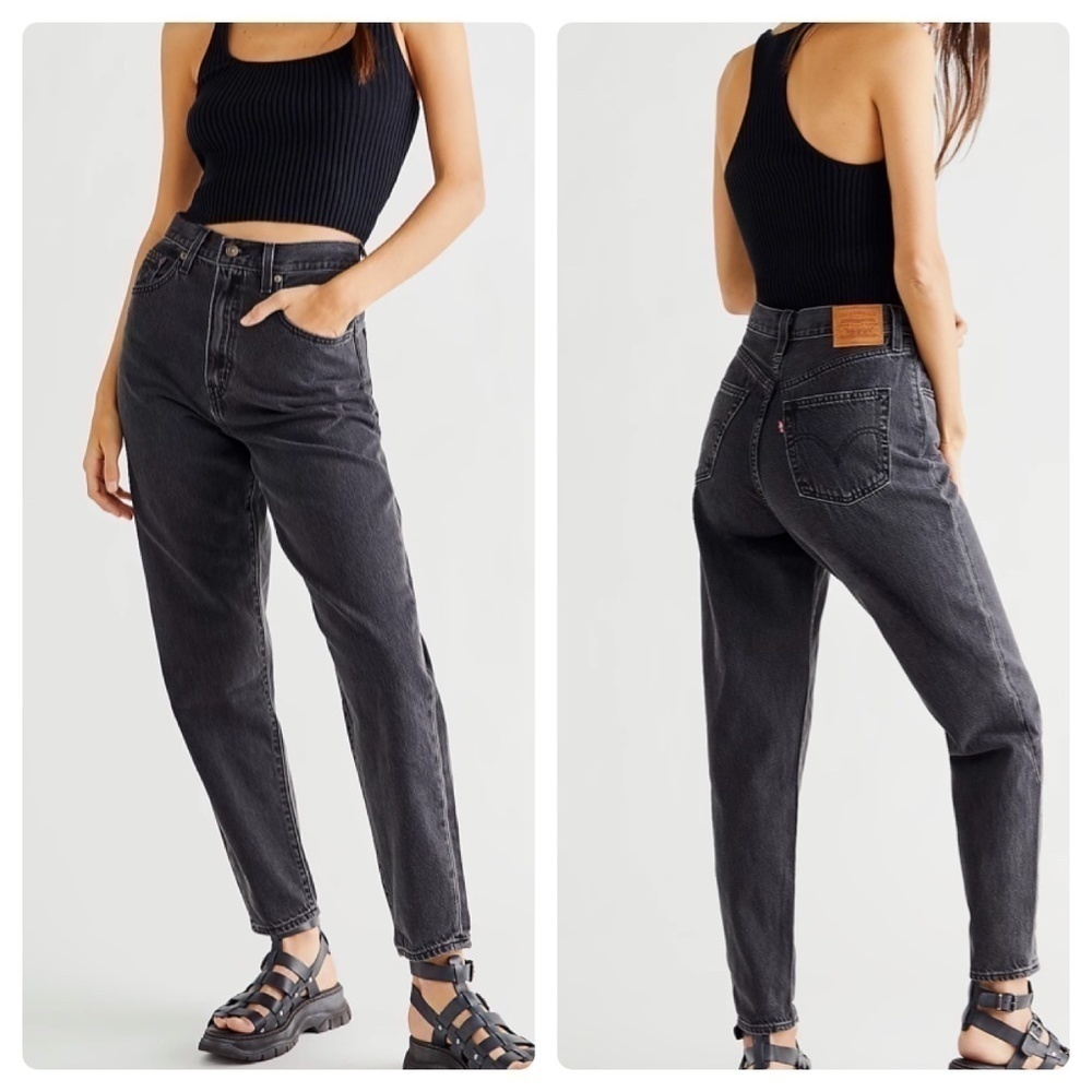 Vintage Levi’s High Rise Tapered Relaxed Mom Jeans 550 Faded Black SZ 12 Long